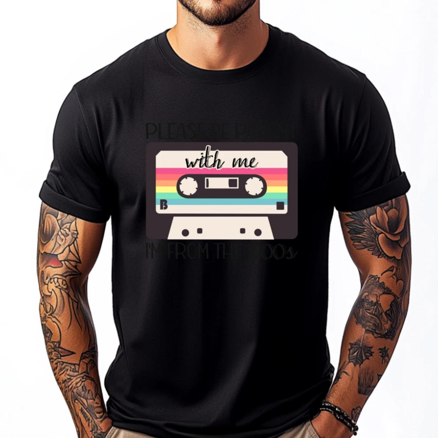 

Please Be Patient With Me Im From The 1900s Cassette Funny T Shirts Men Oversized T Shirt Tops & Tees Gothic Style S чёрный