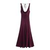 Kaslead New Women Clothes Western Style Fashion Slim Fit Silk Satin Texture Dress 2590934