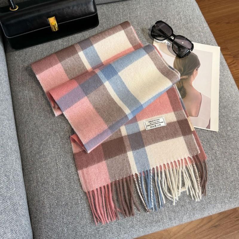 100% Wool Knitted Scarf Unisex Winter Warm Accessory Classic Plaid Long Neck Wrap Men Women