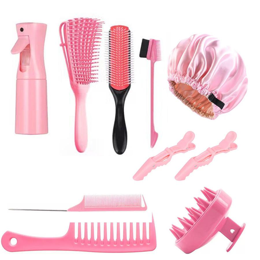 

10pcs Beauty Unisex Pro Hair Styling Kit - Durable PET Material with Spray Bottle, Brushes & Combs for All Hair Types