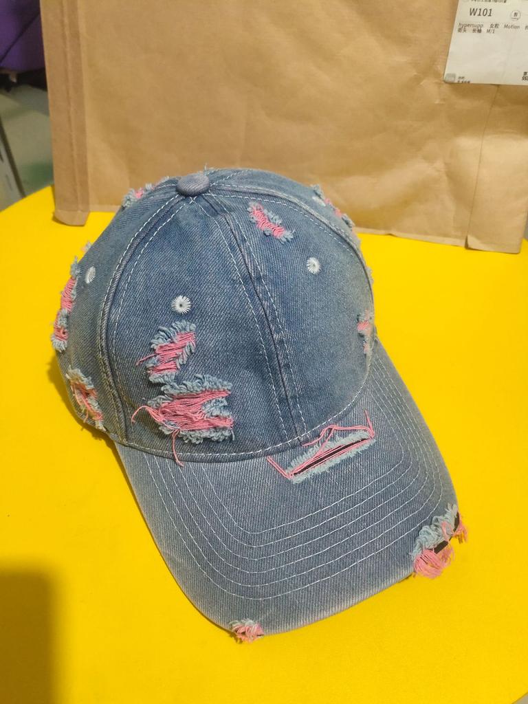 Retro einfarbige Denim-Baseballkappe personalisierte Mode Loch do old Kappe trendige Herren- und Damen-Street-Hip-Hop-Sonnenhut