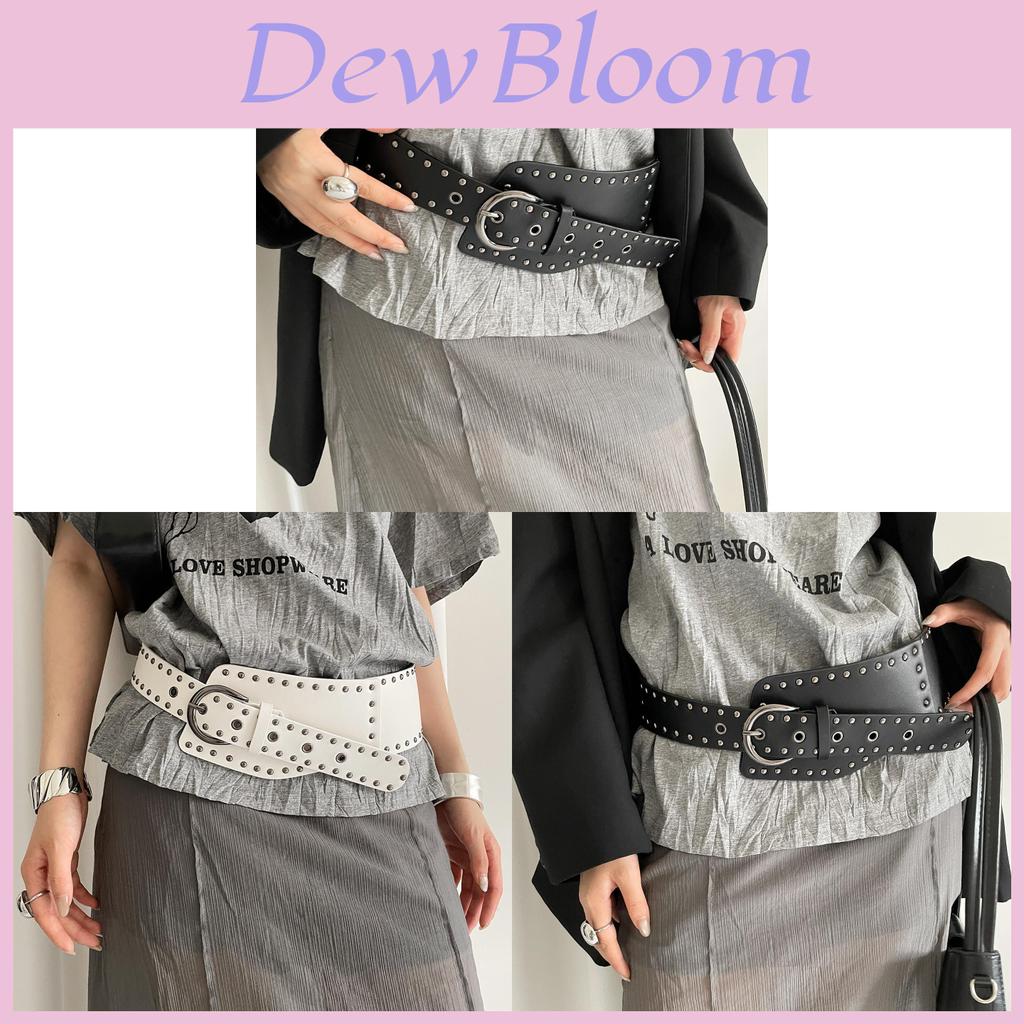 Cintura Larga in Ecopelle da Donna con Design Irregolare Borchiato per Abiti Casual