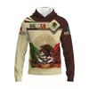 Unisex Hooded Sweatshirt With 3D Digital Print Mexican Flag Emblem Fleece-Lined Winter