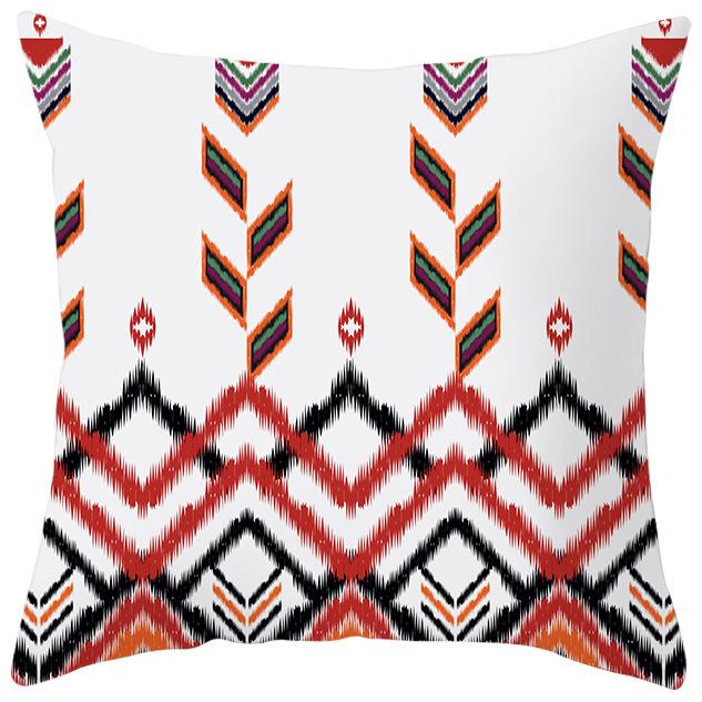 New Ethnic Style Pillow Cover Bohemian Color Geometric Pattern Peach Leather Velvet Retro Pillow Cushion Cover