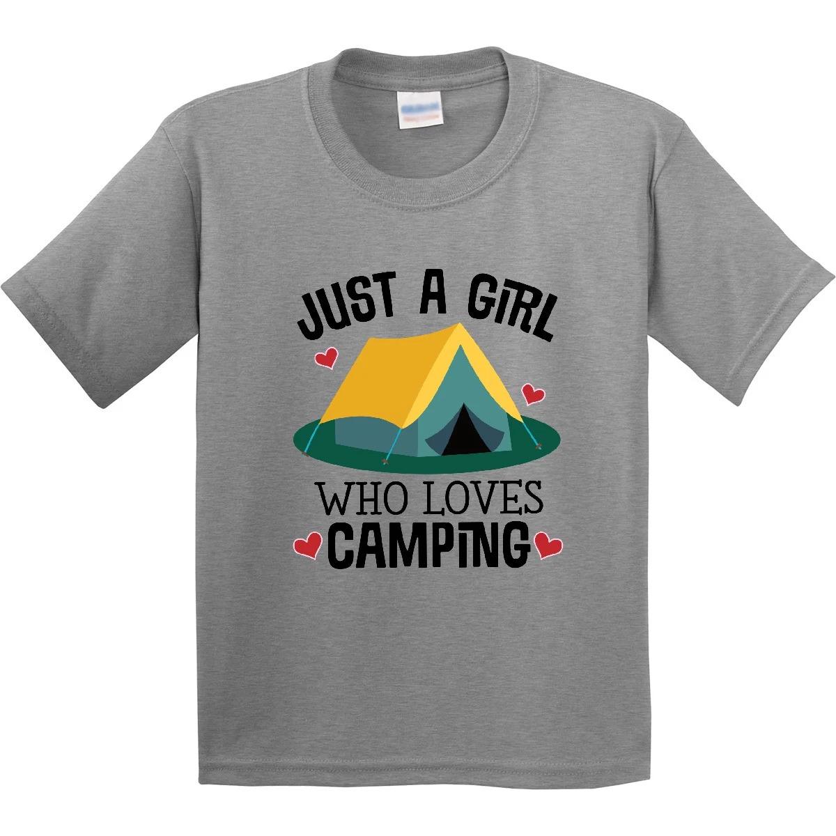 Inktastic Just A Girl Who Loves Camping Youth T-Shirt Hiking Hiker Clothing Tee 130
