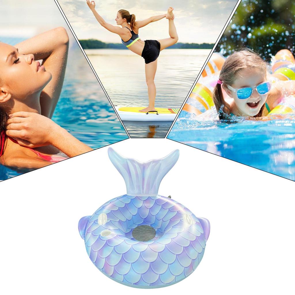 Inflatable Mermaid Tail Pool Chair Portable Float with Cup Holder & Backrest for Kids Adults Beach Lake River Party Summer