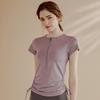 2025 Women's Breathable Short Sleeve Yoga Top: Zipper & Drawstring Design for Fitness and Running