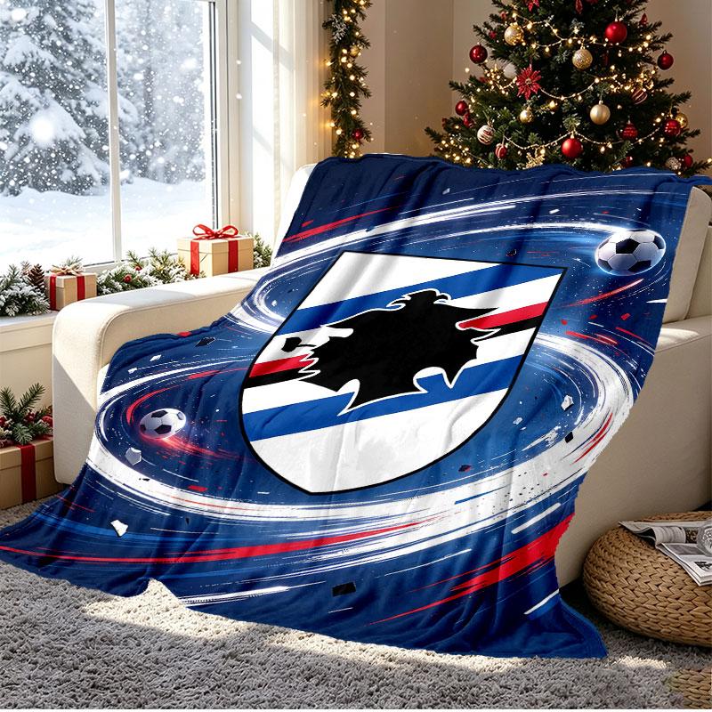 UC Sampdoria Pattern Blanket for Home Decoration, Bed, Sofa, Car Travel, Camping, Suitable for All Seasons, Birthday Christmas Gift