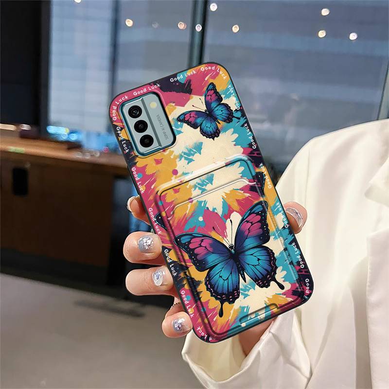 Fashion Design Card bag Phone Case For Nokia G22 Soft case protective TPU Waterproof Card slot Anti-dust Graffiti Cute