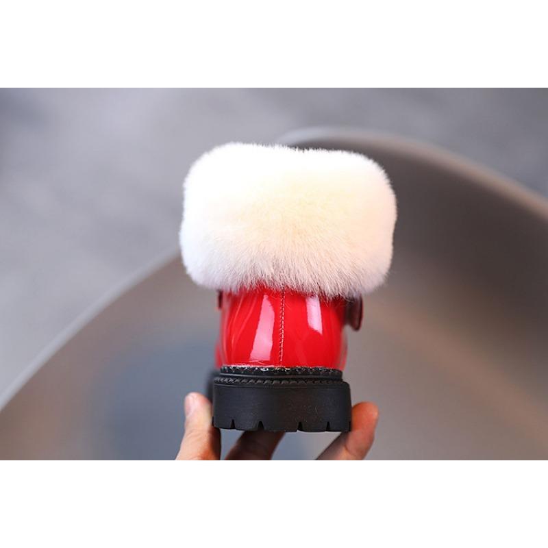 Koreanischer Winter neue Kinderschneestiefel süße runde Zehenpartie Mädchen Kurzstiefel Samt warm Kinder Baumwollstiefel