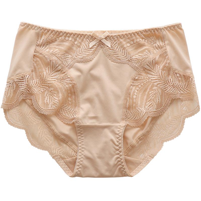 Sexy Damen-Unterwäsche in Übergröße, mittlerer Bund, nahtlos, mit Spitzenbesatz, atmungsaktiv - 200 Jin Dreieck-Slips