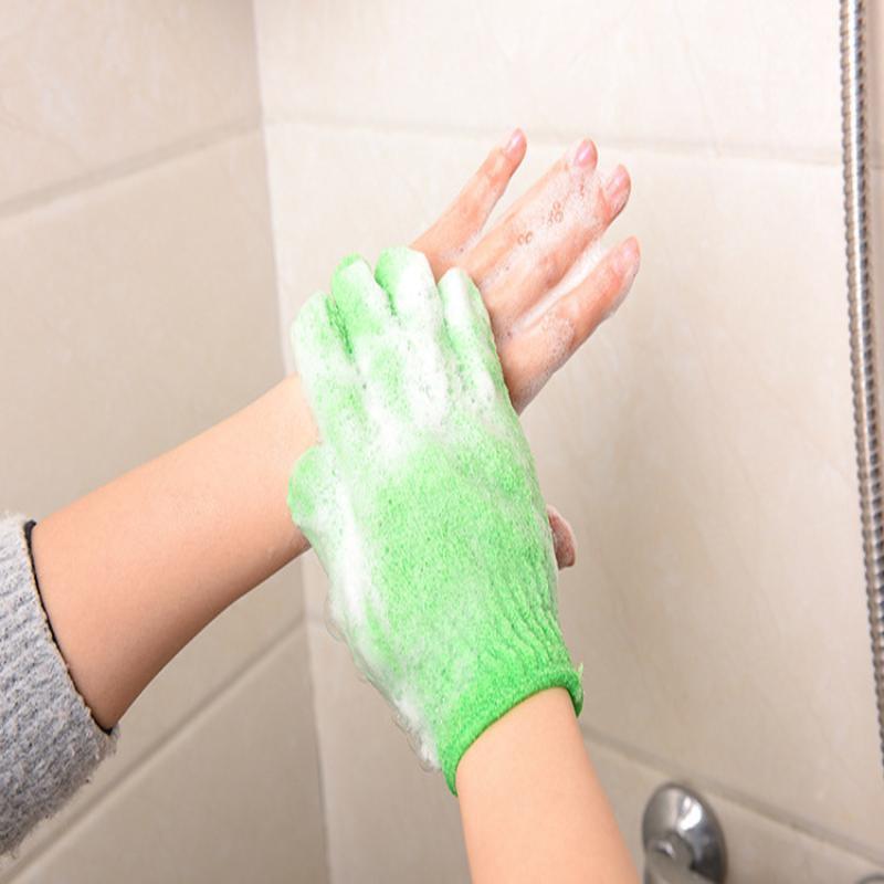 2Pcs 2-in-1 Exfoliating Bath Gloves Massage Peeling Shower Scrub Mitts for Full Body Skin Smoothing Care