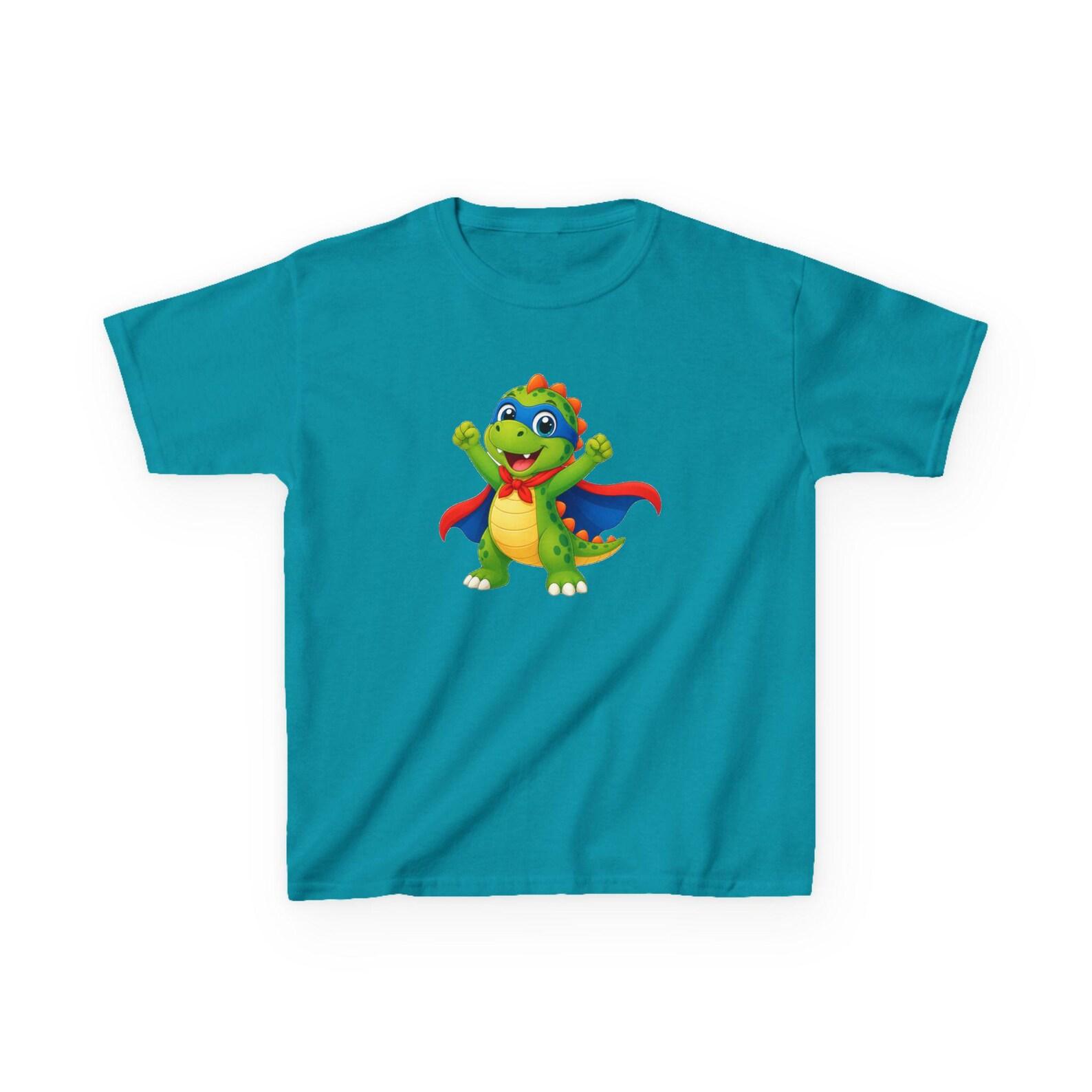 Happy Dinosaur Superhero Kids T-Shirt | Cute Dino with Cape 100