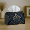 1pc Luxury Damask Tissue Box, - Ornate Pattern Navy Pattern Design, for Home, Parties, And Car Decoration- Stylish Tissue Paper Organizer for Living R