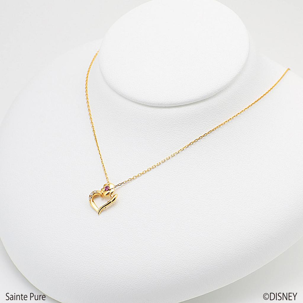 Estelle Disney "Beauty and the Beast" Silver Yellow Gold Plated Synthetic Ruby Necklace (0772-2145-0019-0000)