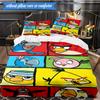 Red Birds Characters Collage 3pcs K-pop music group Bedding set,Ideal for Bedroom, Dormitory,Including Duvet Cover And 2pcs Pillowcases,Fan gifts