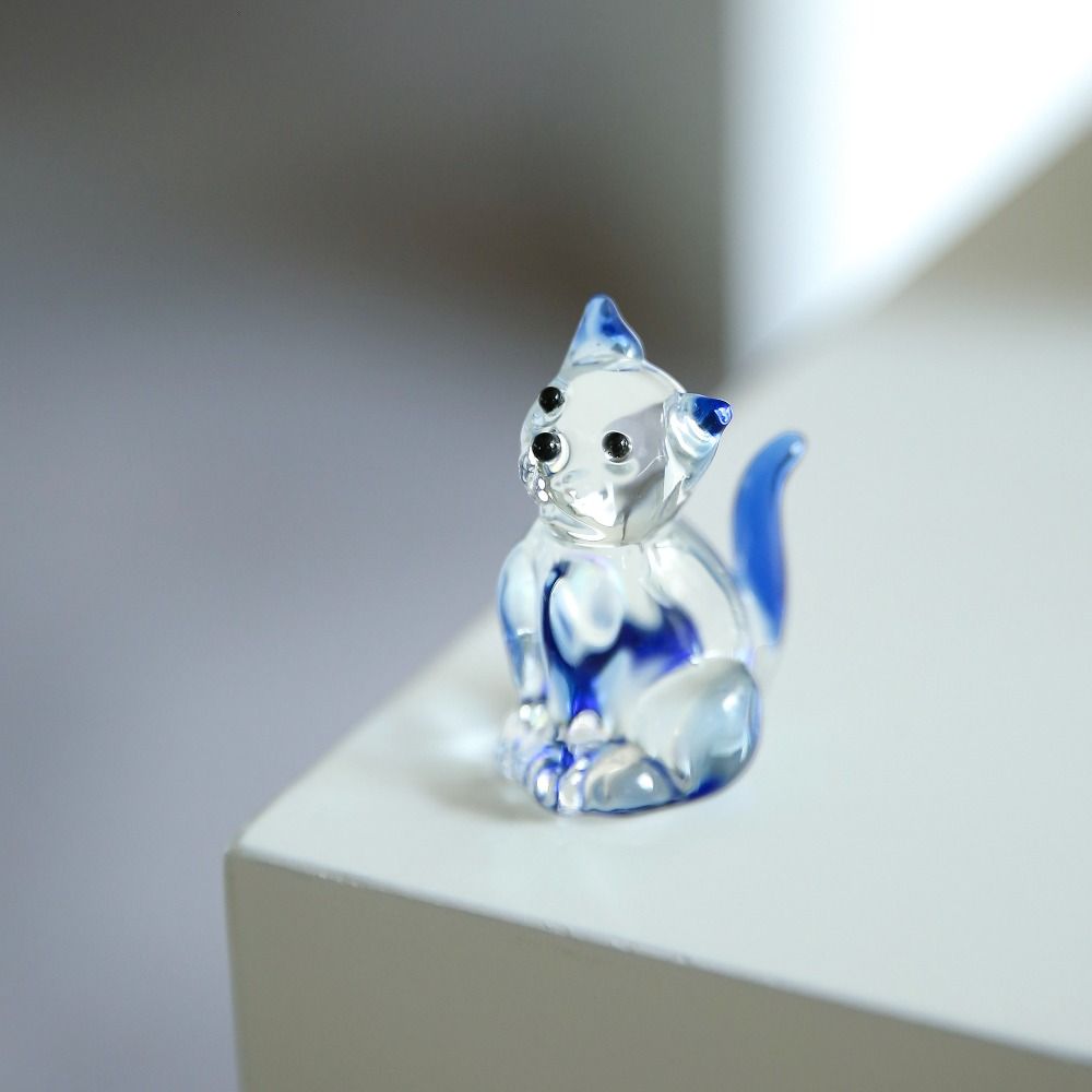 Clear Crystal Cat Ornament Cute Cat Statue Creative Cat Figurine  Home Decor