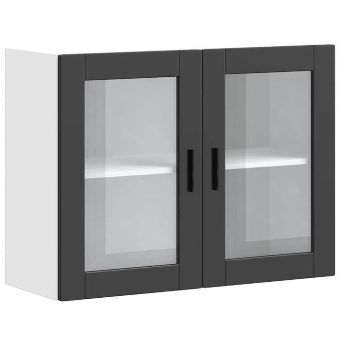 VidaXL Armoire murale de cuisine avec porte en verre Porto noir, meuble mural de cuisine, armoires murales avec portes, 854088