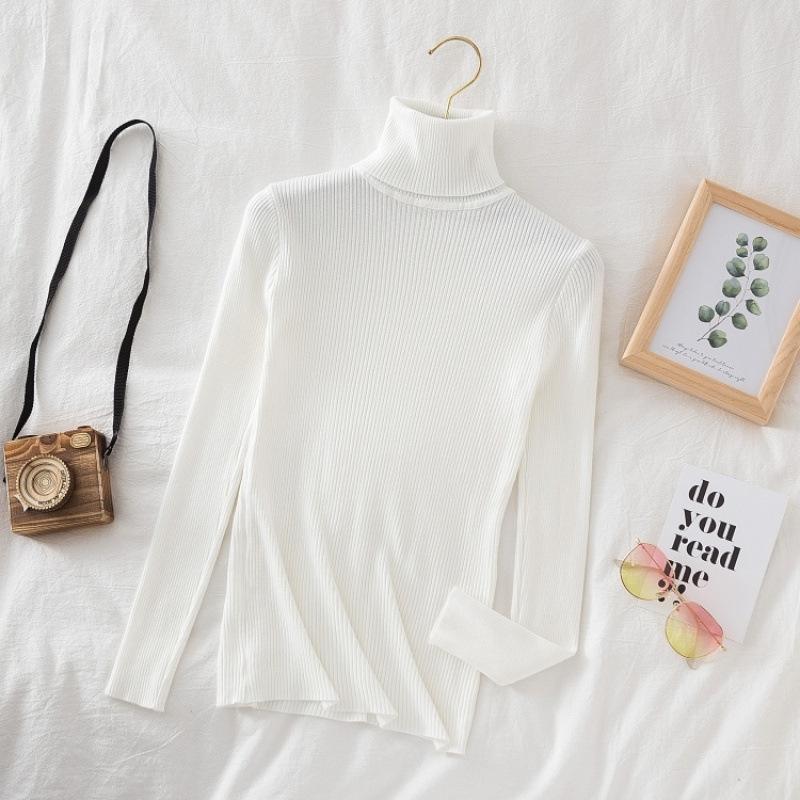Women Fall Turtleneck Sweater Knitted Soft Pullovers  Basic Soft Sweaters