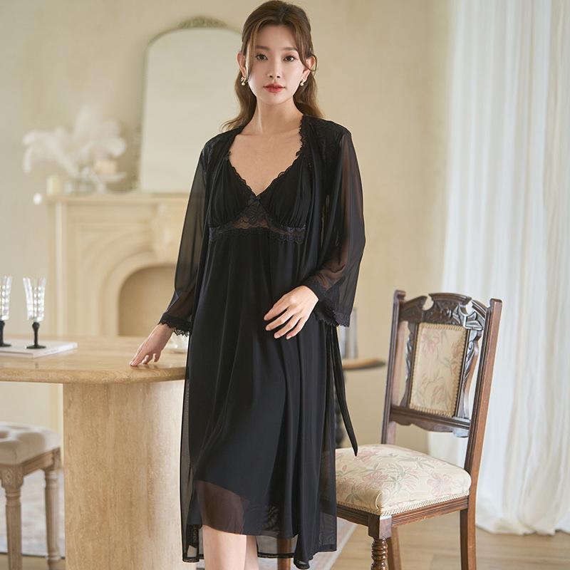 

Женский ретро-комплект для сна из сетки с бретелями в стиле французского двора со встроенным бюстгальтером One Size