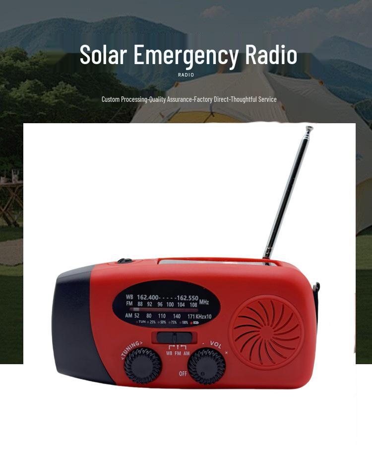 Multi-Function Solar Hand-Crank Radio with Light, Power Bank, and Large Speaker