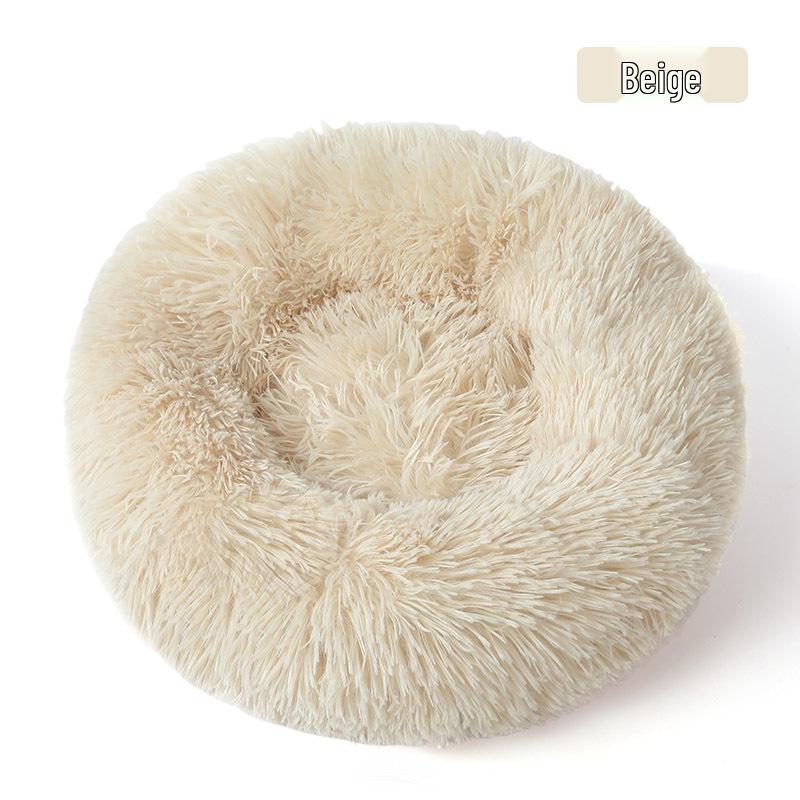 Round Plush Winter Pet Bed: Removable, Warm Cat & Dog Nest Cushion
