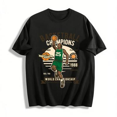 Vintage 1988 Basketball Champions Graphic Tee Streetwear Sports Top Pure Cotton T-shirt