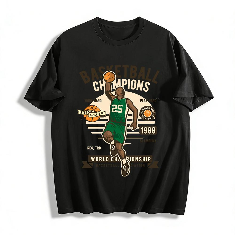 Vintage 1988 Basketball Champions Graphic Tee Streetwear Sports Top Pure cotton T-shirt XXS