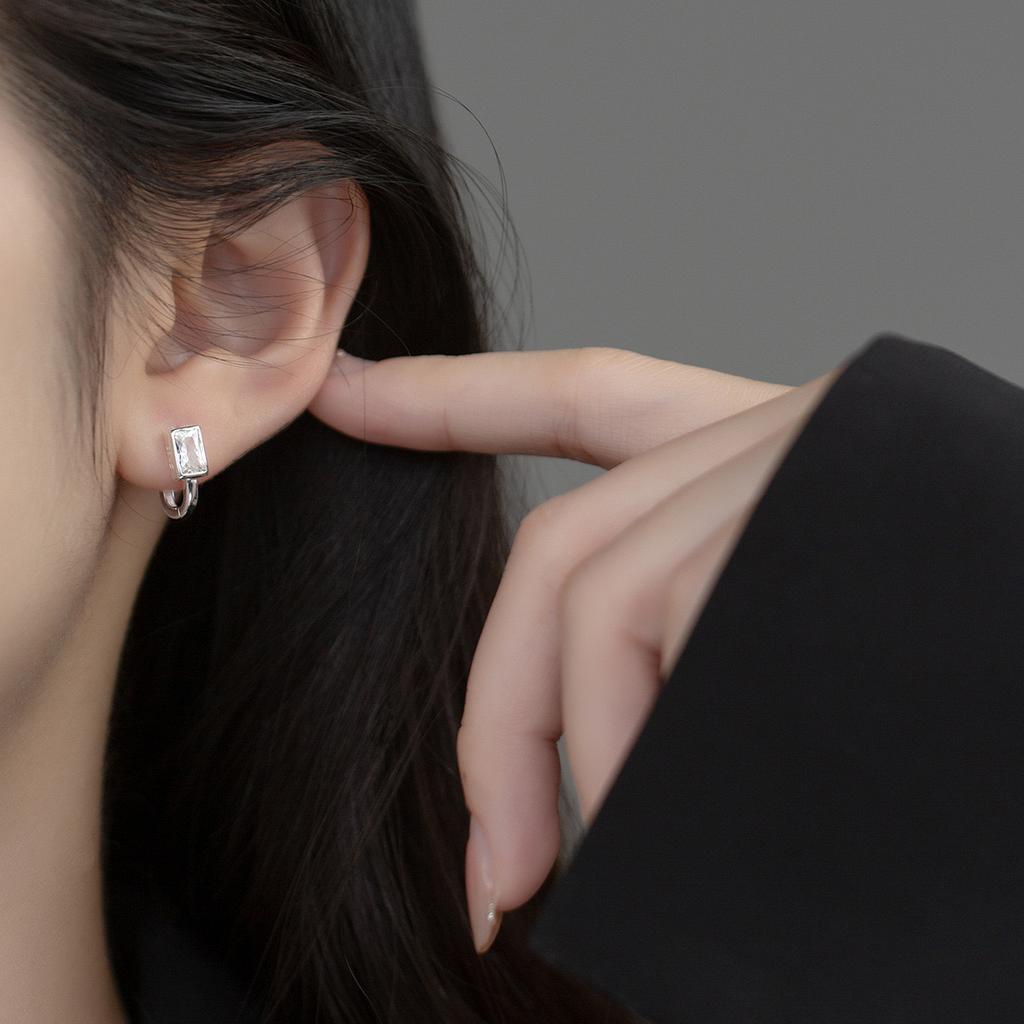925 Sterling Silver Vintage Square CZ Earrings For Women Trendy Earring Jewelry Prevent Allergy Party Accessories Gift