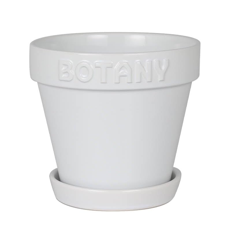 Dulton Botany Pot 6 White Embossed logo and earth colored flower pot BOTANY 6 Height Diameter 18cm No. 16.5cm G21-0395L/WT