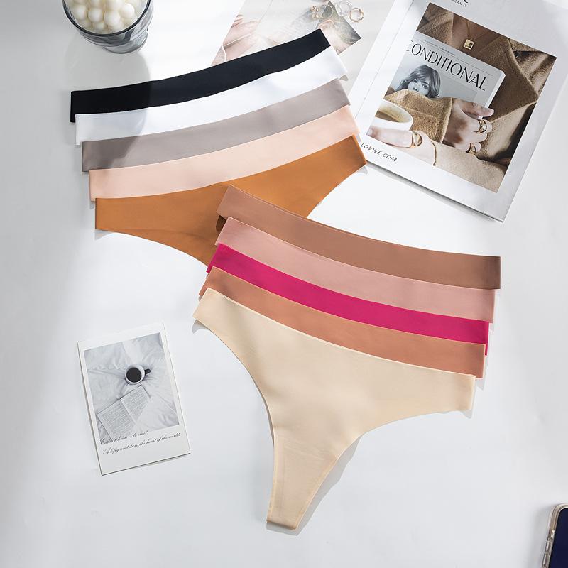 Ladies Spring Summer Traceless Ice Silk Breathable Quick Dry Invisible Exercise Yoga Low Rise Panties