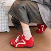 Niche Retro Red Thin-soled Apple Shoes Women's Pair of Shoelaces Versatile Sports and Leisure Flat-soled Couple's German Training Shoes