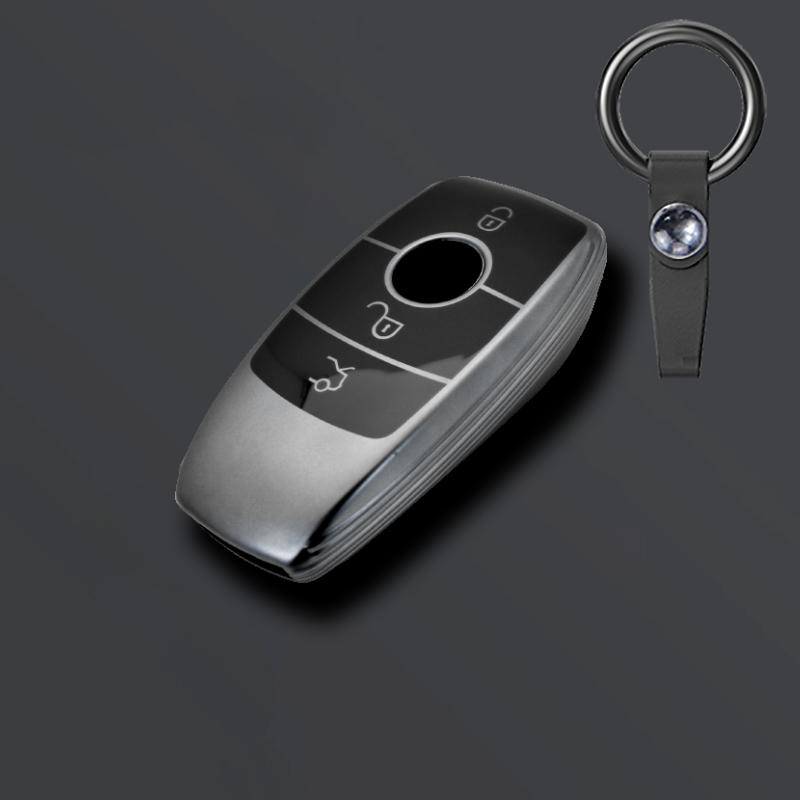 Grey TPU Car Remote Key Case Cover Shell For Mercedes Benz A C E S G Class GLC CLE CLA GLB GLS W177 W205 W213 W222 X167 AMG