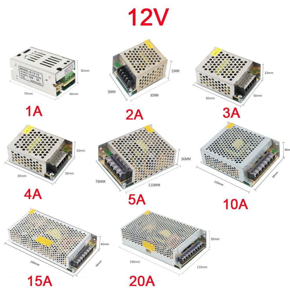 AC110V 220V To DC12V Switching Power Supply 1A 2A 3A 4A 5A 10A 15A 20A Metal Housing Lighting Transformer Supply Source Adapter