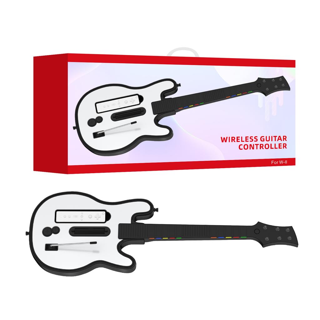 Wireless Guitar Controller for Wii Remote Support Guitar Hero and Rock Band 2 Wii U Games with Strap & RGB Light W001