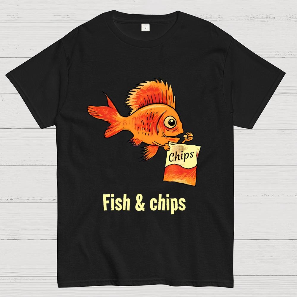 Fish & chips Cotton Summer Casual Cool Loose T-Shirt
