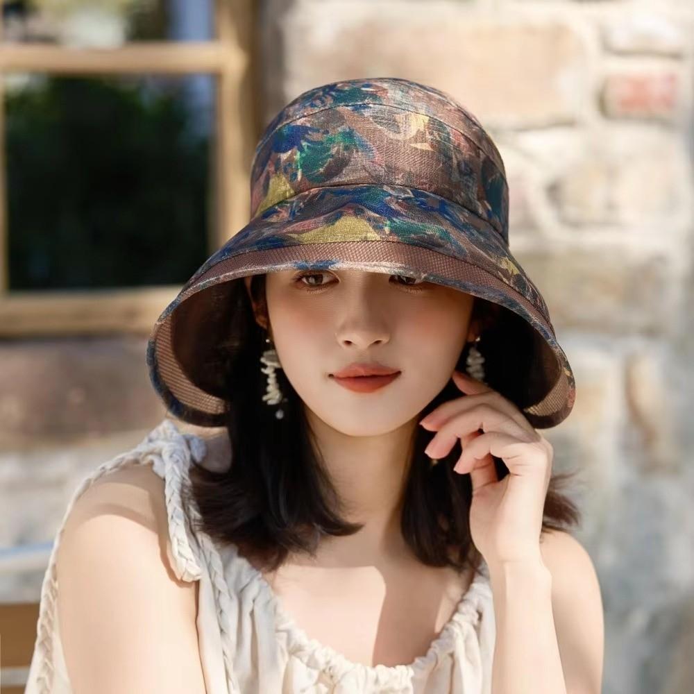 Adjustable Flower Empty Top Cap Polyester Large Brim Sun Hat Anti-Sun Fisherman Hat Outdoor
