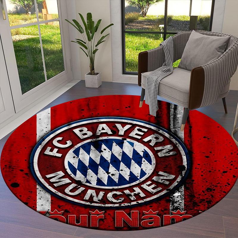 FC Bayern Munchen Custom Name Round Area Rug,Carpet Rug for Living Room Bedroom Sofa Playroom Decor,Non-slip Floor Mat