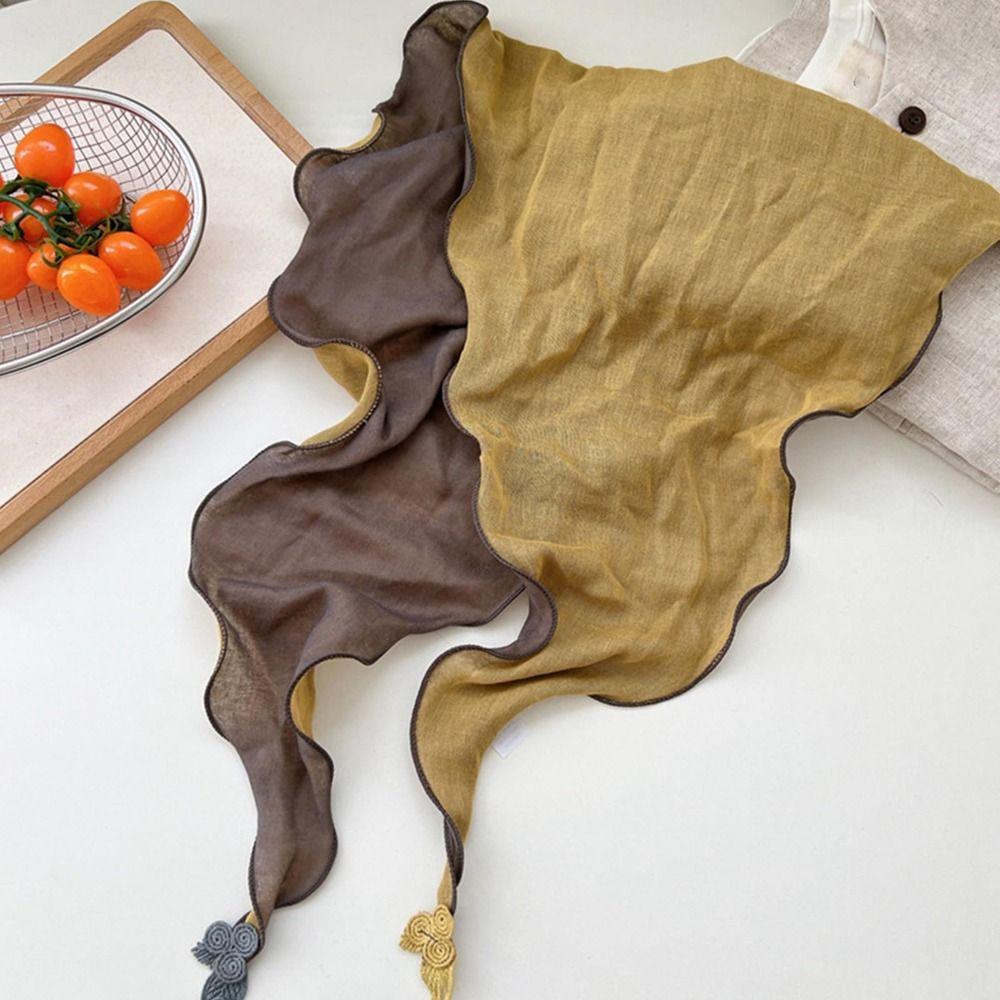 Double Layer Design Two Tone Headwrap Scarf Cotton Linen Bandana Hot Headscarf Accessory For Women