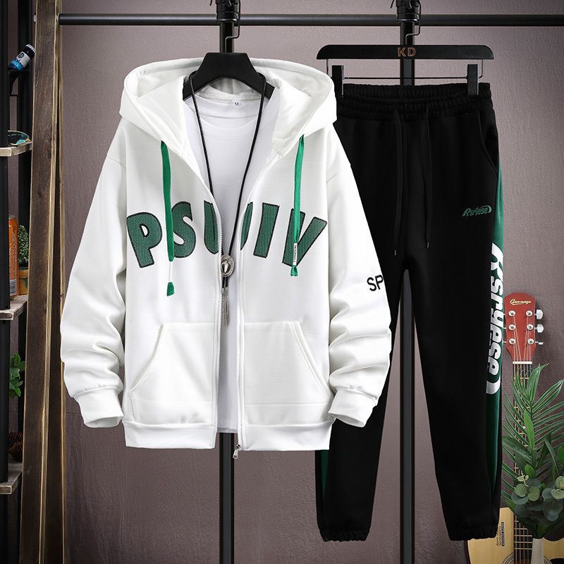 Spring Autumn Men Tracksuits Set Casual Hooded Jacket Pants Corduroy Sweatshirt Sportswear Coats Men Jacket+Pant Suits