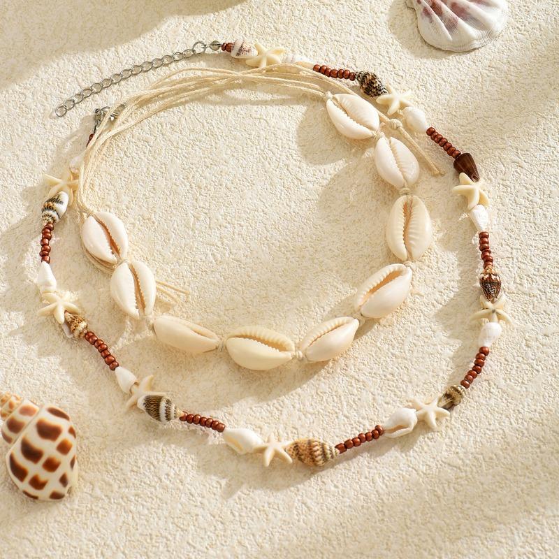 Bohemian Necklace Fashion Vacation Style Shell Necklace Women's Vintage Versatile Conch Stacked Accessories