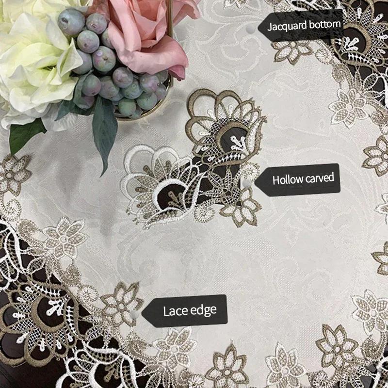 Oval Tablecloth Modern Dining Table Cover European Embroidered Tea Table Cloth Lace TV Cabinet Covers for Home Hotel Decor