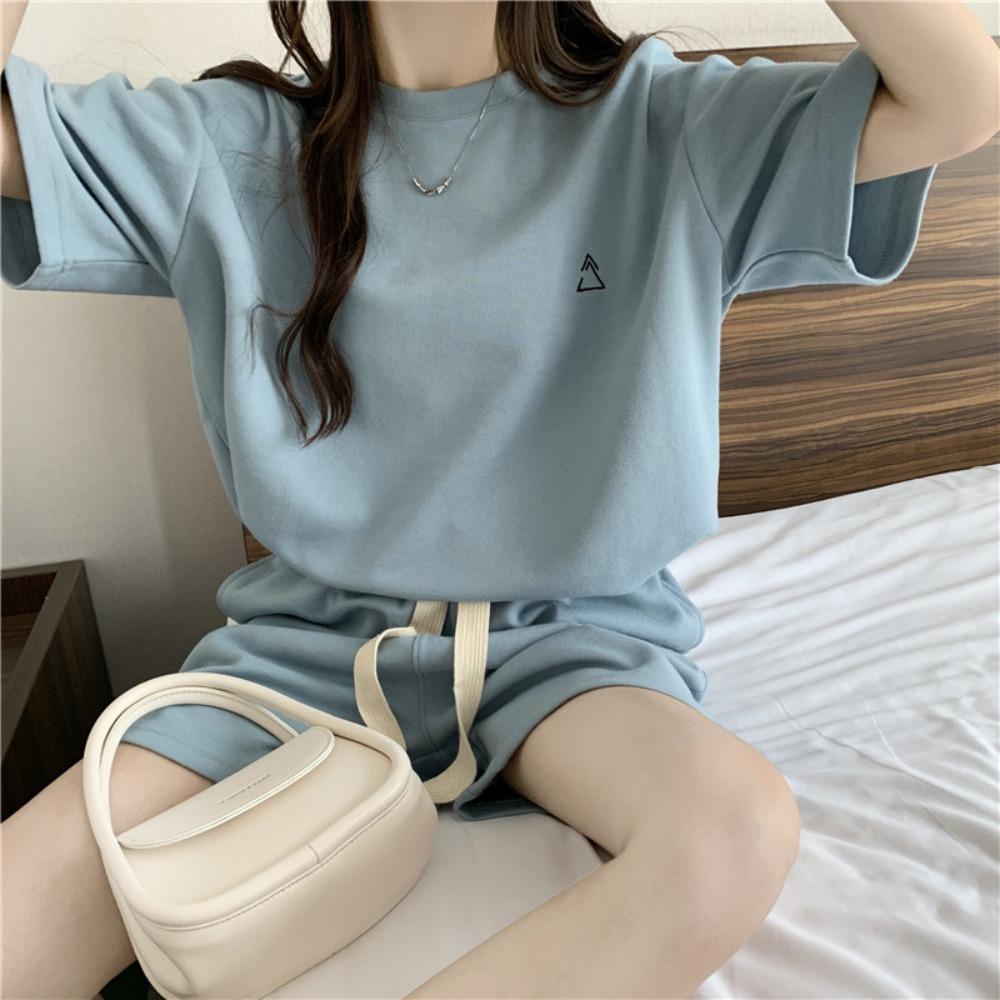 Loose Two-piece Tracksuit Women Solid Color Women's Suit Soft Summer Two-piece Suit  Female