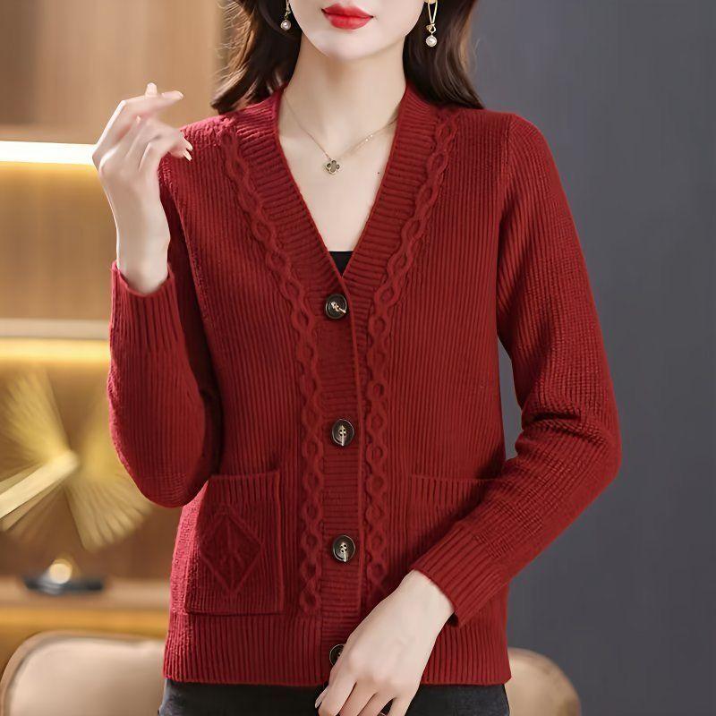 Spring and Autumn Women's Knitted Cardigan Sweater Loose Women's Coat Large Casual Sweater