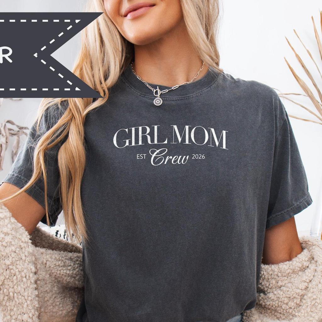 Girl Mom Crew T-Shirt, Trendy Mama Tee, Comfort Colors® Mom Tee, Mother's Day Gift