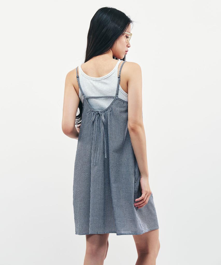 City Breeze Tie-Back Layered Mini Dress_Black