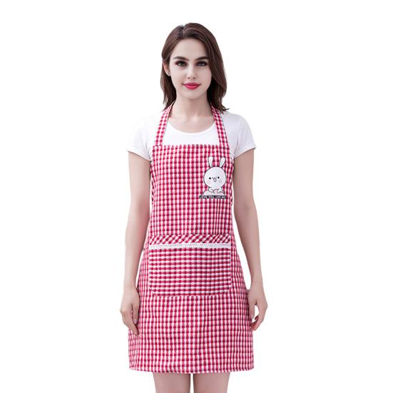 Cute Cartoon Rabbit Kitchen Apron for Men Women Pink White