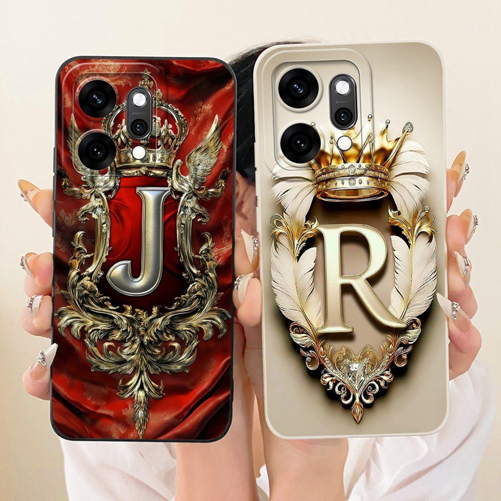 For Oppo Reno14 Pro Case Cover Luxury A-Z Letters 2D Painted Silicone Bumper For Oppo PKZ110 CPH2739 Casing