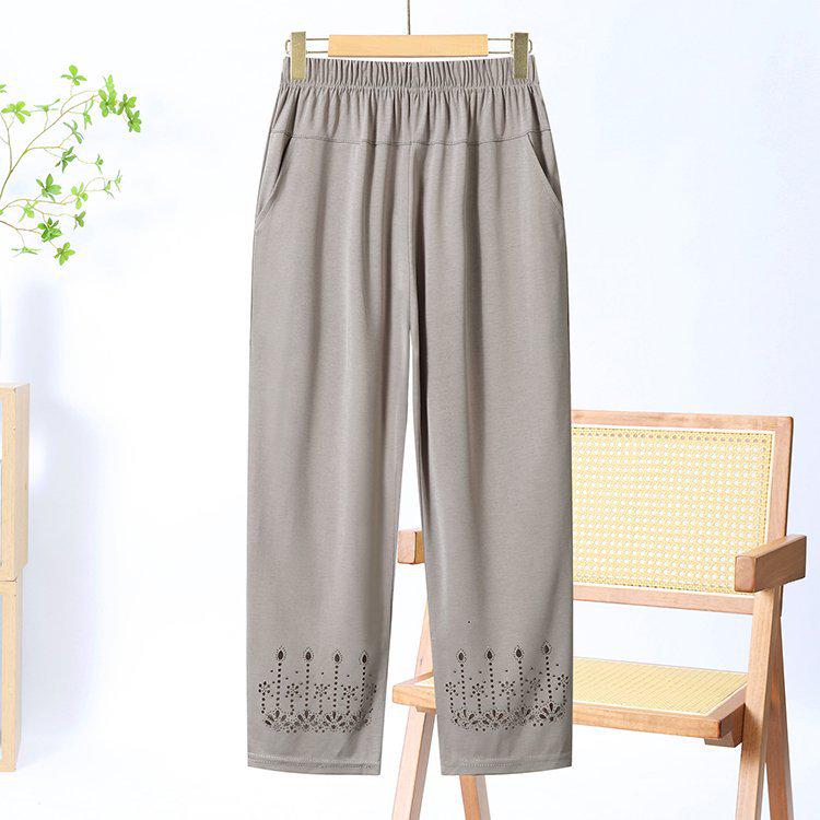 

Women s Summer Pants: Fashionable, Elastic Waist, Loose Straight-Leg for Middle-Aged & Elderly Moms & Grandmas 6XL (175-190 jin)