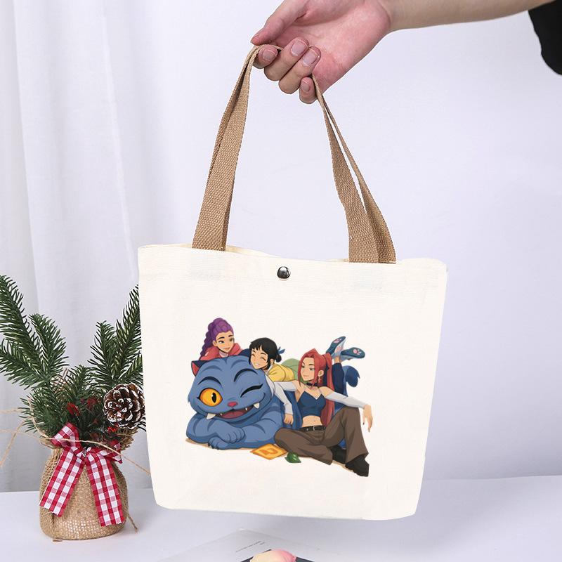 K-Pop Anime Cartoon Printed Student Fashion Casual Canvas Bag Going Out High Value Portable Shoulder Bag